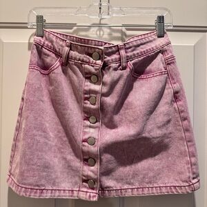 Forever 21 Pink Button-Down A-Line Mini-Skirt